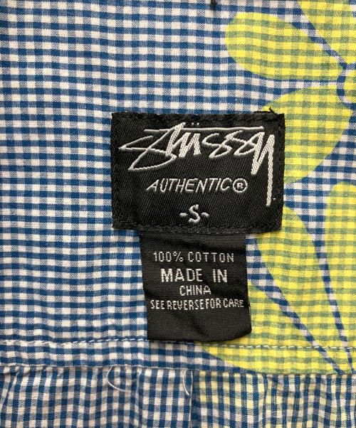 stussy（ステューシー）stussy (ステューシー) 半袖シャツ ブルー×イエロー サイズ:Sの古着・服飾アイテム