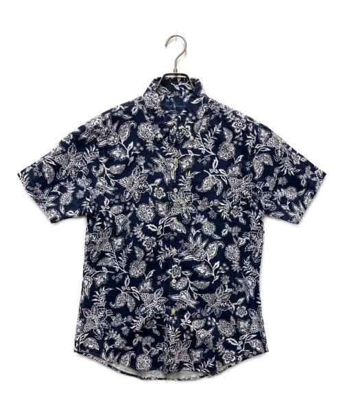 RALPH LAUREN（ラルフローレン）RALPH LAUREN (ラルフローレン) 半袖シャツ ネイビー×ホワイト サイズ:Mの古着・服飾アイテム