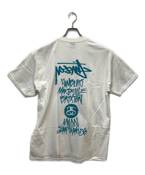 stussy（ステューシー）stussy (ステューシー) ワールドツアープリントTシャツ ホワイト サイズ:Lの古着・服飾アイテム