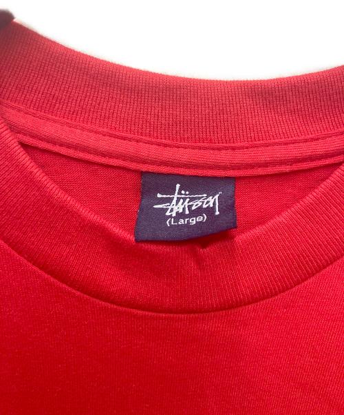 stussy（ステューシー）stussy (ステューシー) プリントTシャツ NEWYORK STUSSY レッド サイズ:Lの古着・服飾アイテム