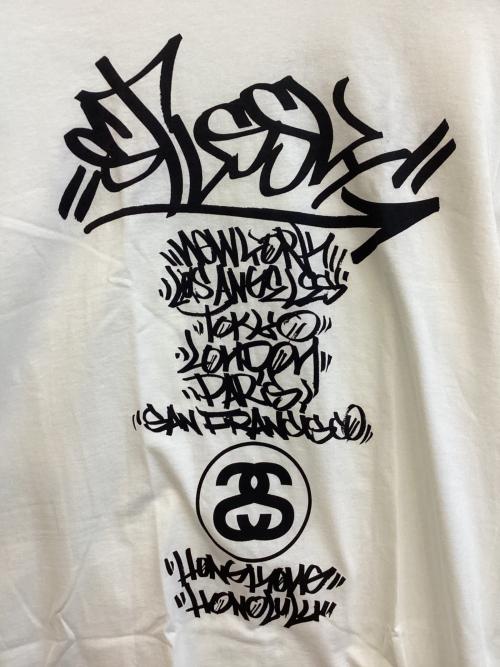 stussy（ステューシー）stussy (ステューシー) プリントTシャツ ホワイト サイズ:SIZE Mの古着・服飾アイテム