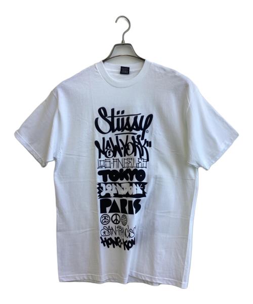 stussy（ステューシー）stussy (ステューシー) プリントTシャツ ホワイト サイズ:SIZE Lの古着・服飾アイテム