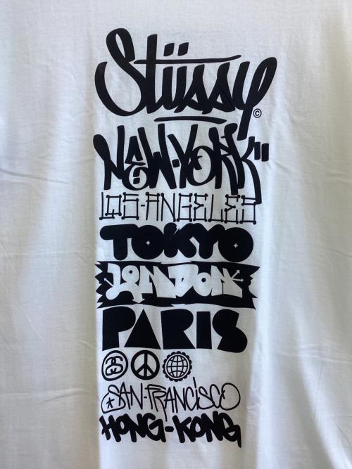 stussy（ステューシー）stussy (ステューシー) プリントTシャツ ホワイト サイズ:SIZE Lの古着・服飾アイテム