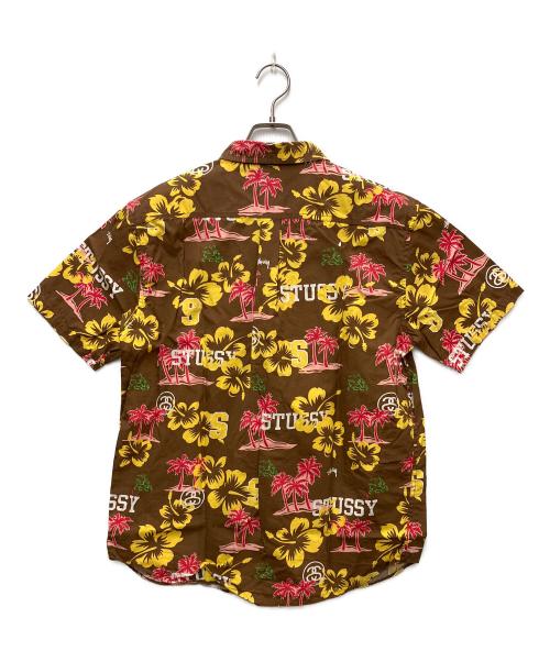 stussy（ステューシー）stussy (ステューシー) アロハデザイン半袖シャツ ブラウン サイズ:MEDIUMの古着・服飾アイテム