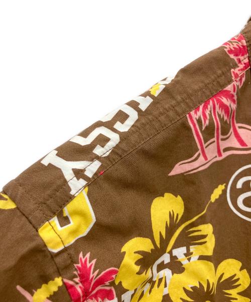 stussy（ステューシー）stussy (ステューシー) アロハデザイン半袖シャツ ブラウン サイズ:MEDIUMの古着・服飾アイテム