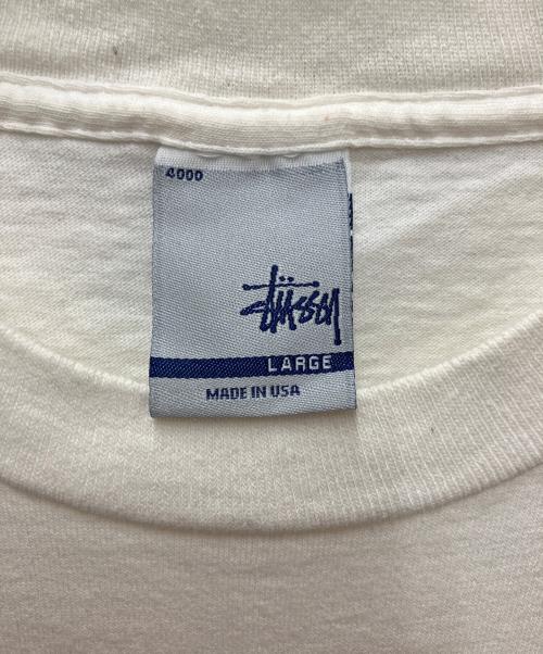 stussy（ステューシー）stussy (ステューシー) プリントTシャツ N°4モノグラムロゴ ホワイト サイズ:LARGEの古着・服飾アイテム