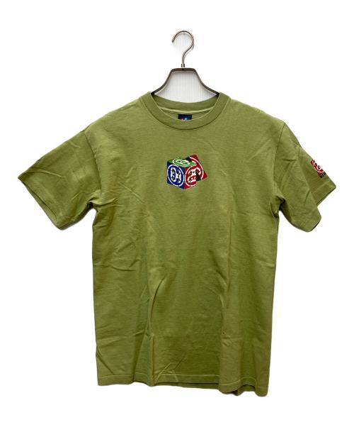 stussy（ステューシー）stussy (ステューシー) プリントTシャツ ロゴキュープグラフィック グリーン サイズ:LARGEの古着・服飾アイテム