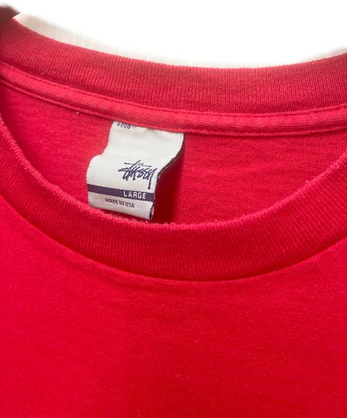 stussy（ステューシー）stussy (ステューシー) プリントTシャツ STUSSY INT.2 レッド サイズ:Largeの古着・服飾アイテム