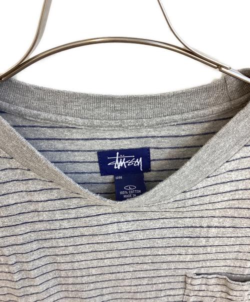 stussy（ステューシー）stussy (ステューシー) ボーダーTシャツ グレー サイズ:SIZE Lの古着・服飾アイテム