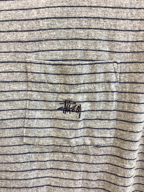 stussy（ステューシー）stussy (ステューシー) ボーダーTシャツ グレー サイズ:SIZE Lの古着・服飾アイテム