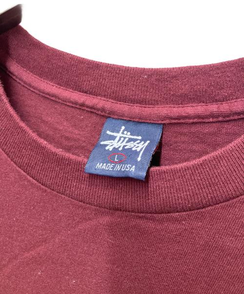 stussy（ステューシー）stussy (ステューシー) プリントTシャツ INTERNATIONAL ボルドー サイズ:Lの古着・服飾アイテム