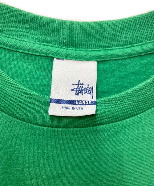 stussy（ステューシー）stussy (ステューシー) プリントTシャツ　Fリンク グリーン サイズ:LARGEの古着・服飾アイテム