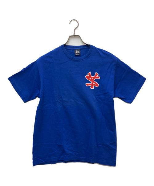 stussy（ステューシー）stussy (ステューシー) プリントTシャツ ベースボールプリント ブルー サイズ:Lの古着・服飾アイテム
