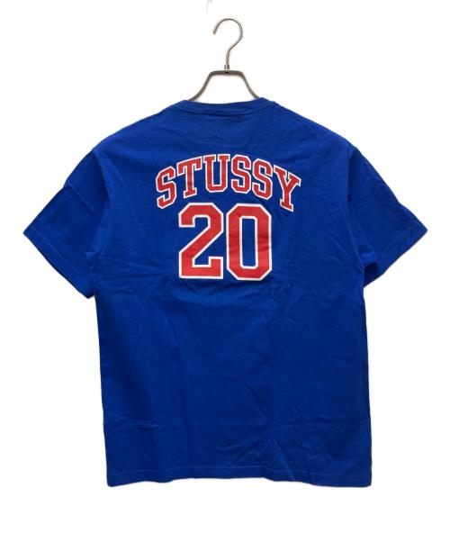 stussy（ステューシー）stussy (ステューシー) プリントTシャツ ベースボールプリント ブルー サイズ:Lの古着・服飾アイテム