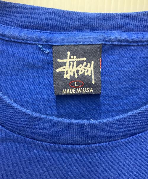 stussy（ステューシー）stussy (ステューシー) プリントTシャツ ベースボールプリント ブルー サイズ:Lの古着・服飾アイテム
