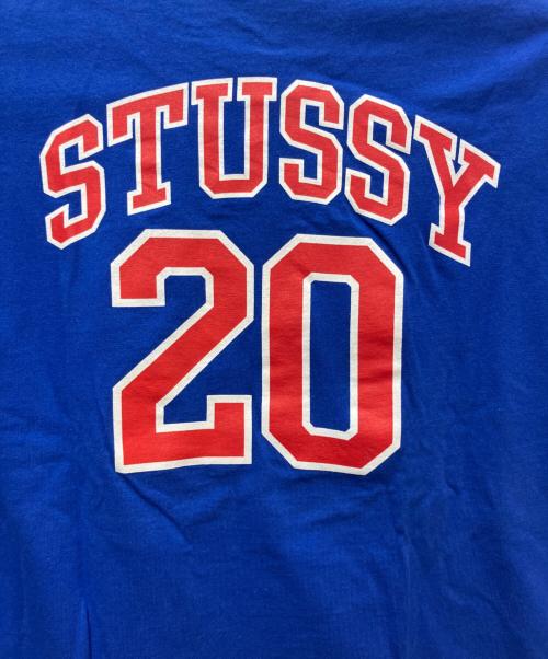 stussy（ステューシー）stussy (ステューシー) プリントTシャツ ベースボールプリント ブルー サイズ:Lの古着・服飾アイテム