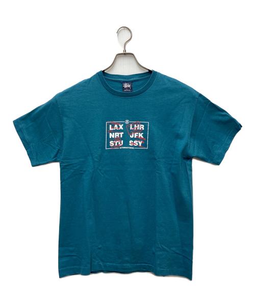 stussy（ステューシー）stussy (ステューシー) プリントTシャツ エアポートコード ブルー サイズ:Lの古着・服飾アイテム