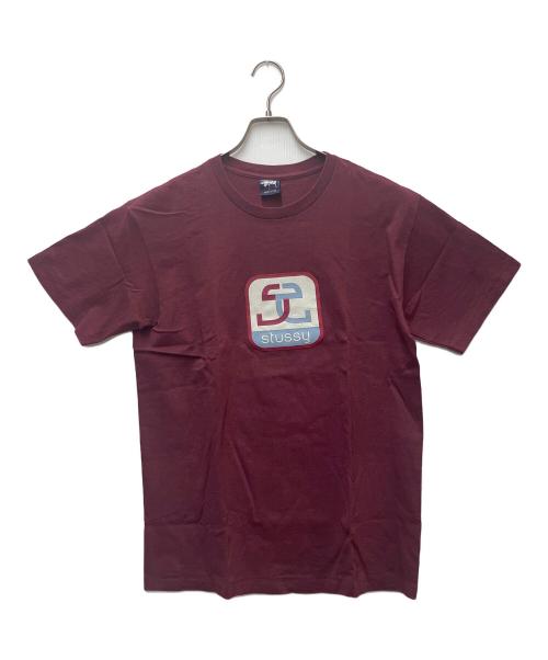 stussy（ステューシー）stussy (ステューシー) プリントTシャツ ボックスロゴ ボルドー サイズ:Lの古着・服飾アイテム