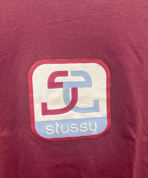 stussy（ステューシー）stussy (ステューシー) プリントTシャツ ボックスロゴ ボルドー サイズ:Lの古着・服飾アイテム