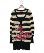 Vivienne Westwood RED LABELヴィヴィアンウエストウッドレッドレーベル）の古着「オーブプリントロングカーディガン」｜アイボリー×ブラック