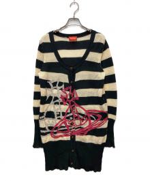 Vivienne Westwood RED LABEL（ヴィヴィアンウエストウッドレッドレーベル）の古着「オーブプリントロングカーディガン」｜アイボリー×ブラック