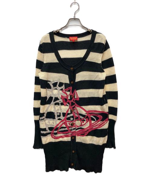 Vivienne Westwood RED LABEL（ヴィヴィアンウエストウッドレッドレーベル）Vivienne Westwood RED LABEL (ヴィヴィアンウエストウッドレッドレーベル) オーブプリントロングカーディガン アイボリー×ブラック サイズ:2の古着・服飾アイテム