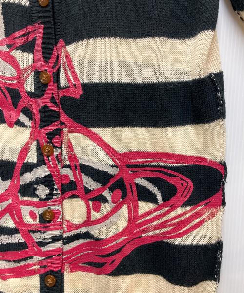 Vivienne Westwood RED LABEL（ヴィヴィアンウエストウッドレッドレーベル）Vivienne Westwood RED LABEL (ヴィヴィアンウエストウッドレッドレーベル) オーブプリントロングカーディガン アイボリー×ブラック サイズ:2の古着・服飾アイテム