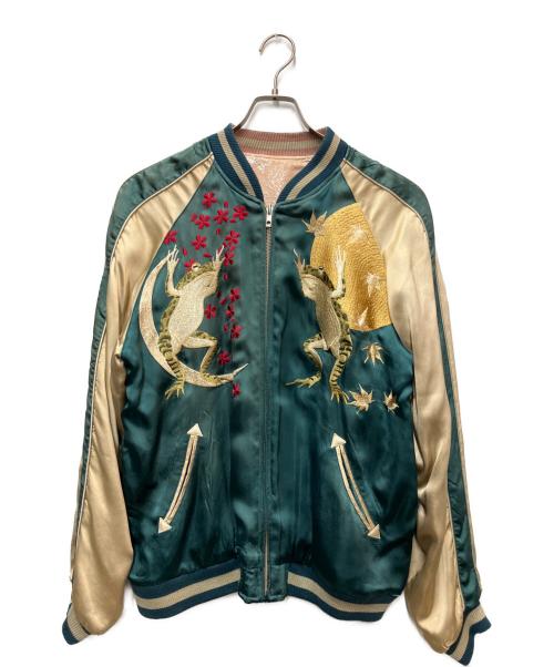 参丸一（サンマルイチ）参丸一 (サンマルイチ) スカジャン グレー×グリーン サイズ:XLの古着・服飾アイテム