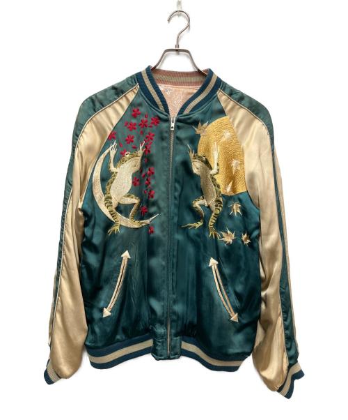 参丸一（サンマルイチ）参丸一 (サンマルイチ) スカジャン グレー×グリーン サイズ:XLの古着・服飾アイテム