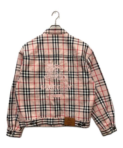 BURBERRY（バーバリー）BURBERRY (バーバリー) SUPREME (シュプリーム) DENIM TRUCKER JACKET ピンク サイズ:Mの古着・服飾アイテム
