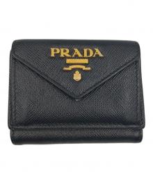PRADA（プラダ）の古着「コンパクトウォレット SAFFIANO METAL」｜ブラック