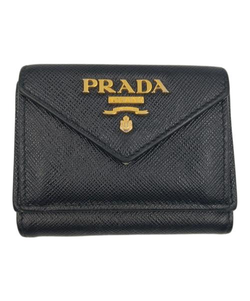 PRADA（プラダ）PRADA (プラダ) コンパクトウォレット SAFFIANO METAL ブラックの古着・服飾アイテム