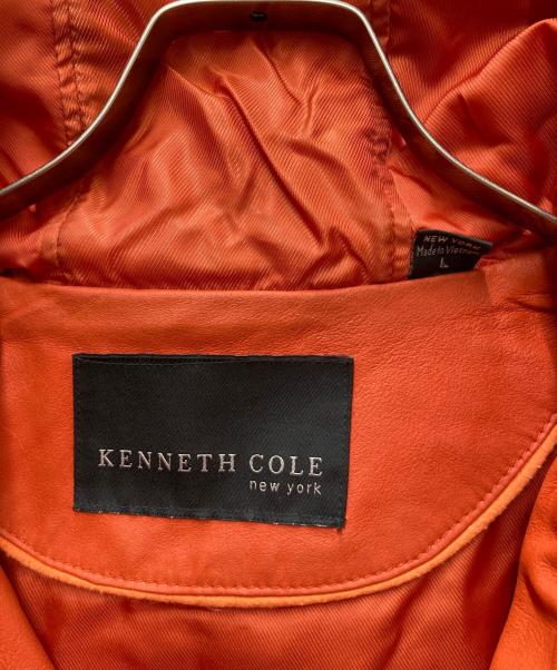 Kenneth Cole（ケネスコール）Kenneth Cole (ケネスコール) レザージップパーカー オレンジ サイズ:Lの古着・服飾アイテム
