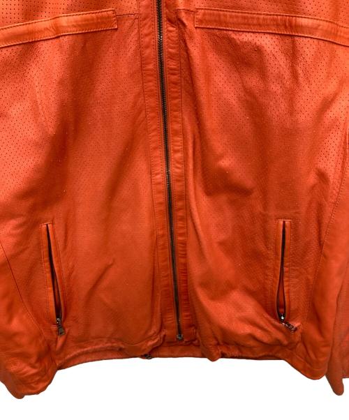 Kenneth Cole（ケネスコール）Kenneth Cole (ケネスコール) レザージップパーカー オレンジ サイズ:Lの古着・服飾アイテム