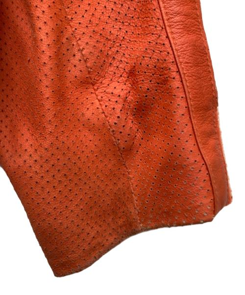 Kenneth Cole（ケネスコール）Kenneth Cole (ケネスコール) レザージップパーカー オレンジ サイズ:Lの古着・服飾アイテム