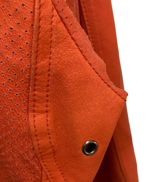 Kenneth Cole（ケネスコール）Kenneth Cole (ケネスコール) レザージップパーカー オレンジ サイズ:Lの古着・服飾アイテム