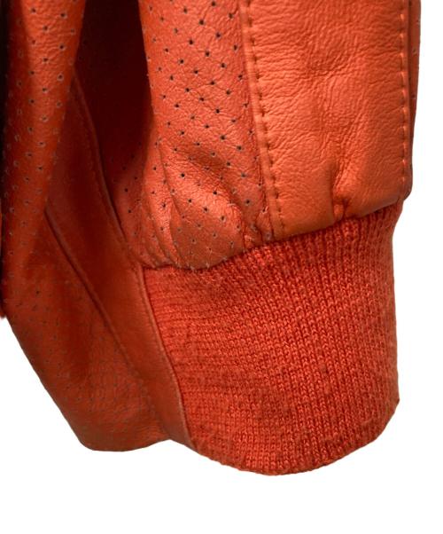 Kenneth Cole（ケネスコール）Kenneth Cole (ケネスコール) レザージップパーカー オレンジ サイズ:Lの古着・服飾アイテム