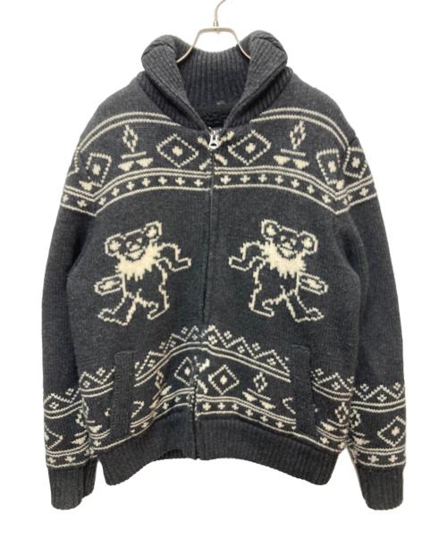 GRATEFUL DEAD（グレイトフル・デッド）GRATEFUL DEAD (グレイトフル・デッド) Schott (ショット) カウチンニットカーディガン ブラック サイズ:XLの古着・服飾アイテム