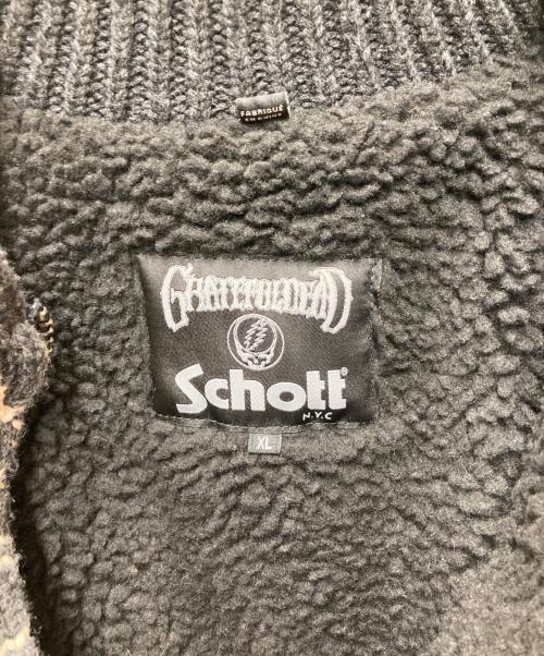 GRATEFUL DEAD（グレイトフル・デッド）GRATEFUL DEAD (グレイトフル・デッド) Schott (ショット) カウチンニットカーディガン ブラック サイズ:XLの古着・服飾アイテム