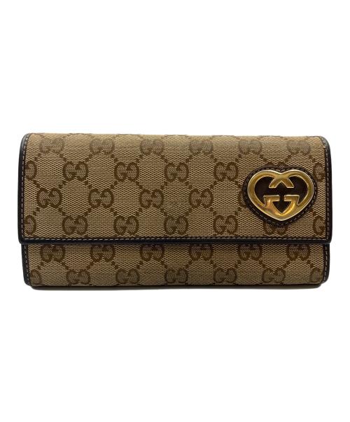 GUCCI（グッチ）GUCCI (グッチ) GGキャンバス長財布 ベージュの古着・服飾アイテム