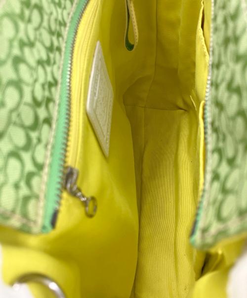 COACH（コーチ）COACH (コーチ) トートバッグ ミニシグネチャー ホワイト×グリーンの古着・服飾アイテム