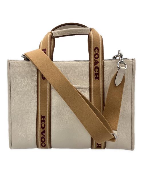 COACH（コーチ）COACH (コーチ) 2WAYバッグ　スミストート CM067 アイボリー×ブラウンの古着・服飾アイテム
