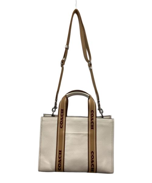 COACH（コーチ）COACH (コーチ) 2WAYバッグ　スミストート CM067 アイボリー×ブラウンの古着・服飾アイテム