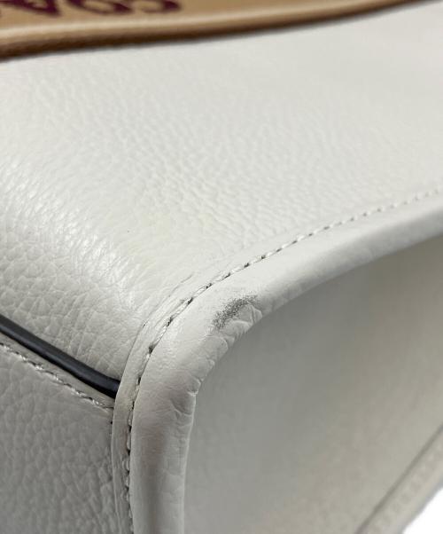 COACH（コーチ）COACH (コーチ) 2WAYバッグ　スミストート CM067 アイボリー×ブラウンの古着・服飾アイテム