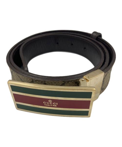 GUCCI（グッチ）GUCCI (グッチ) シェリーラインバックルベルト GGスプリーム ブラウンの古着・服飾アイテム