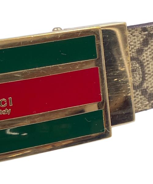 GUCCI（グッチ）GUCCI (グッチ) シェリーラインバックルベルト GGスプリーム ブラウンの古着・服飾アイテム