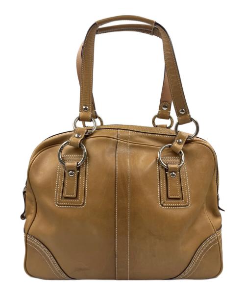 COACH（コーチ）COACH (コーチ) ミニボストンバッグ　ソーホーレザーラージサッチェル ショルダー ベージュの古着・服飾アイテム