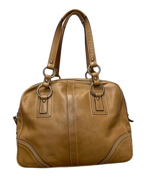 COACH（コーチ）COACH (コーチ) ミニボストンバッグ　ソーホーレザーラージサッチェル ショルダー ベージュの古着・服飾アイテム