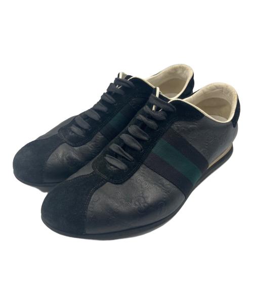 GUCCI（グッチ）GUCCI (グッチ) レザースニーカー ブラック サイズ:39 1/2の古着・服飾アイテム