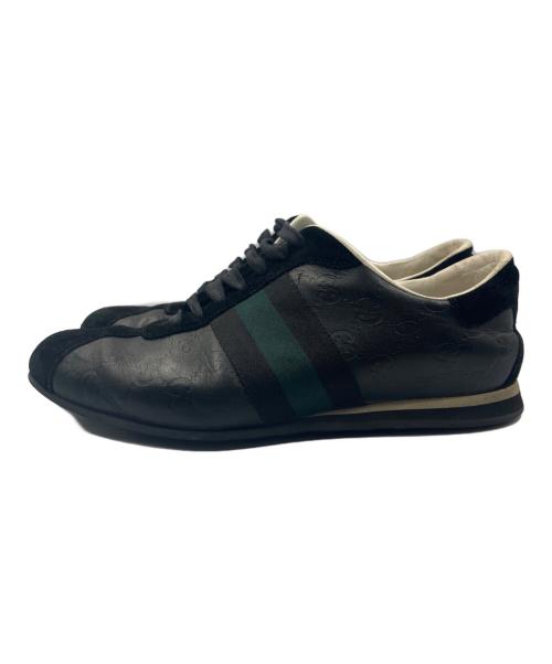 GUCCI（グッチ）GUCCI (グッチ) レザースニーカー ブラック サイズ:39 1/2の古着・服飾アイテム